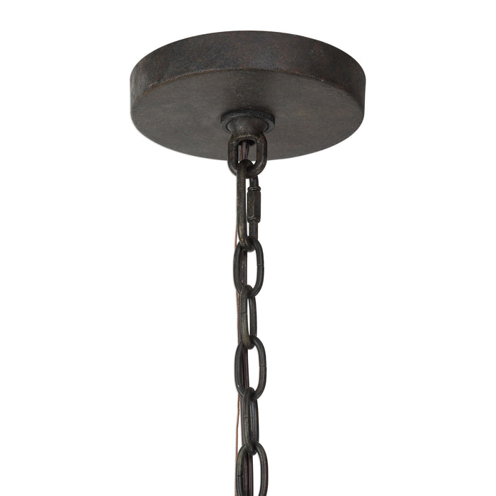 Atwood - 8 Light Wagon Wheel Pendant - Black