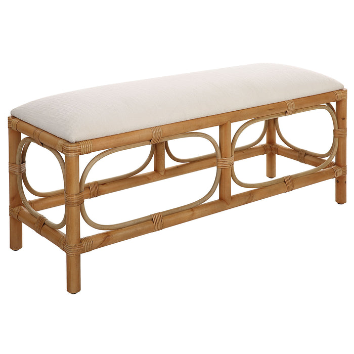 Laguna - Fabric Rattan Bench - White