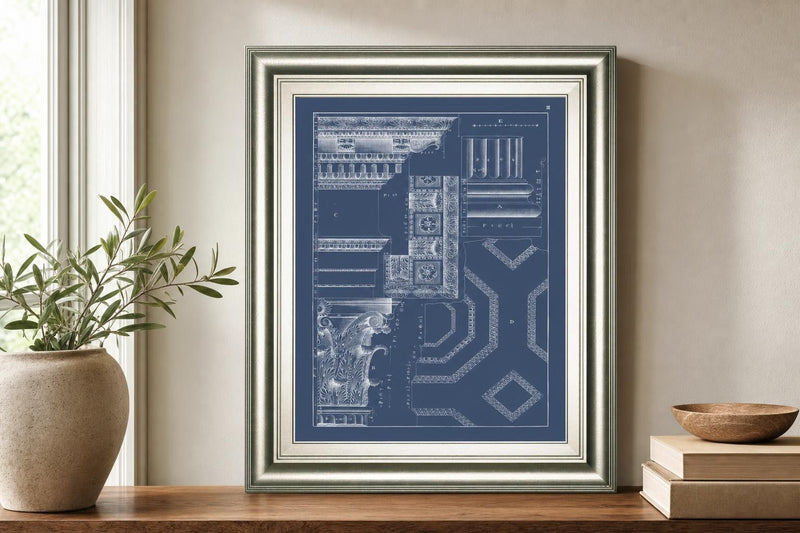 22x26 Column & Cornice Blueprint IV By Vision Studio - Blue