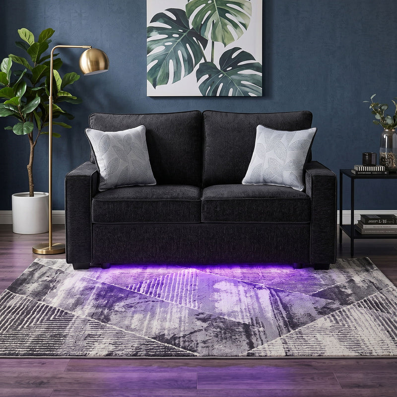 Rita - Loveseat, LED Base Lighting, Cushions And 2 Accent Pillows