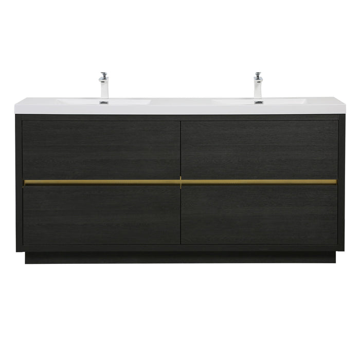 Bathin Freestanding Bathroom Vanity With Double Sinks, Bathroom Storage Vanity Cabinet With Stone Resin Countertop And Soft Close Drawers