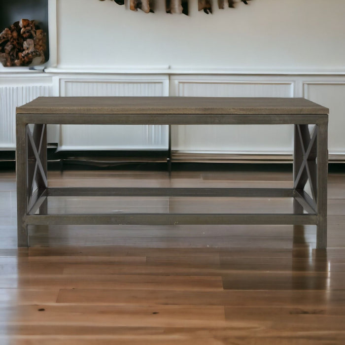 Cross Metal Coffee Table - Pewter