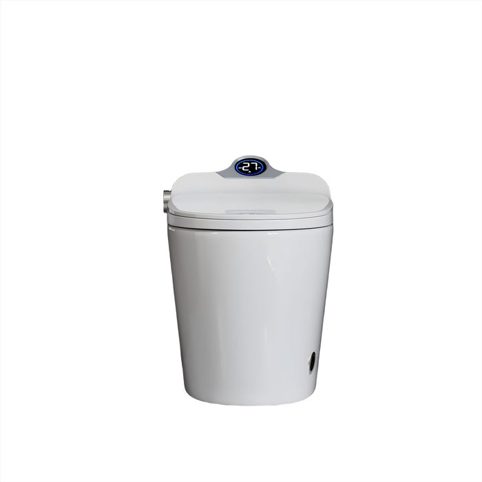 Smart Toilet Bidet Combo With Foot Sensor, LED Display, Heated Seat And Airflow, Ceramic - White