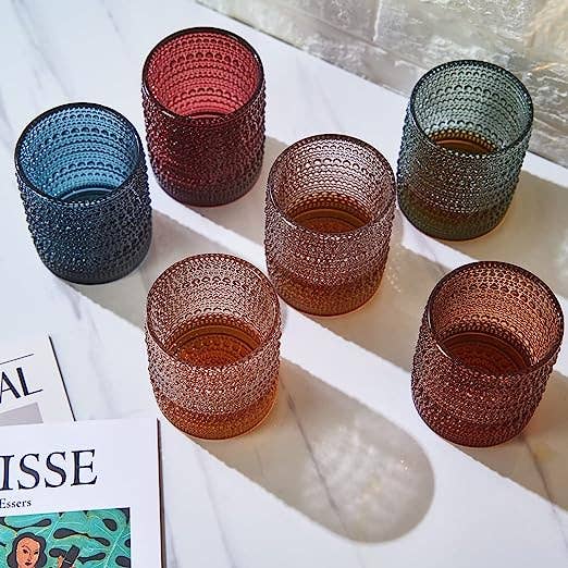 Beaded Tumbler Drinking Glasses Set | 6 Set