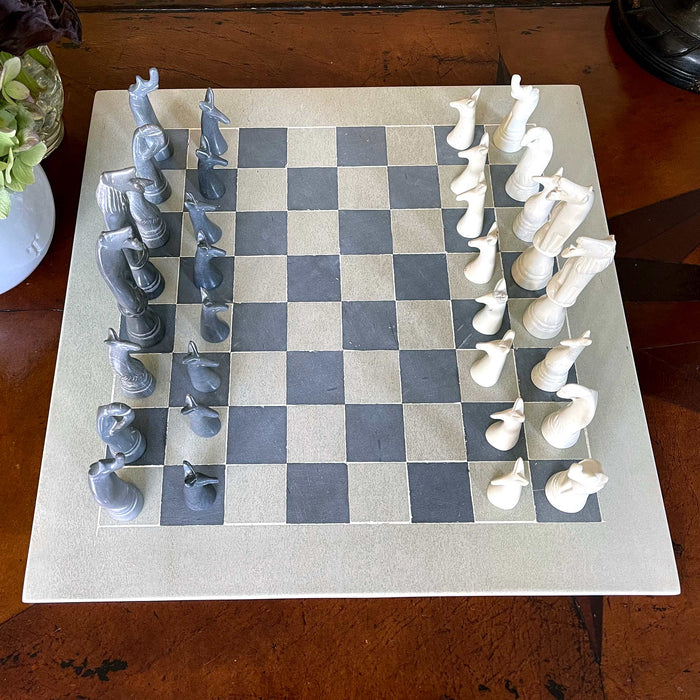 Hand-Carved Soapstone Chess Set - Safari Animals