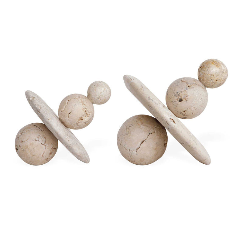 Quarried Stone - Indoor-Outdoor Sculptures (Set of 2) - White / Yellow