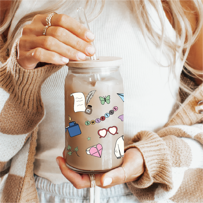 16 oz Iced Coffee Glass Can - Taylor Swift