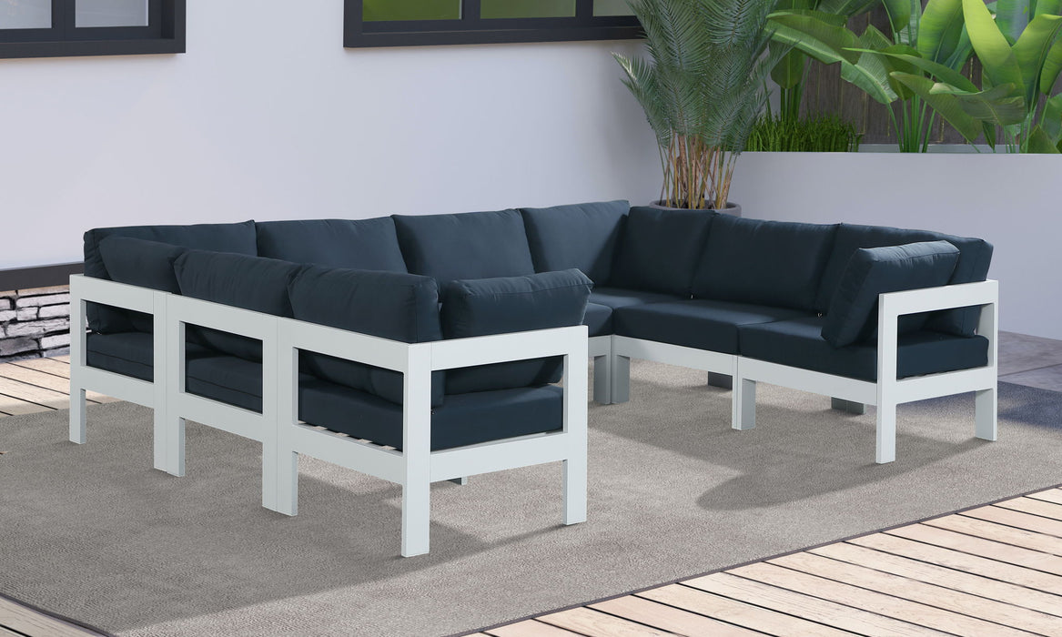 Nizuc - Outdoor Patio 8 Piece Modular Sectional With White Frame