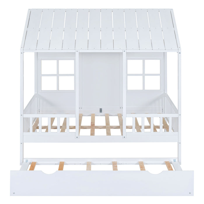 House Bed With Twin Size Trundle, Daybed