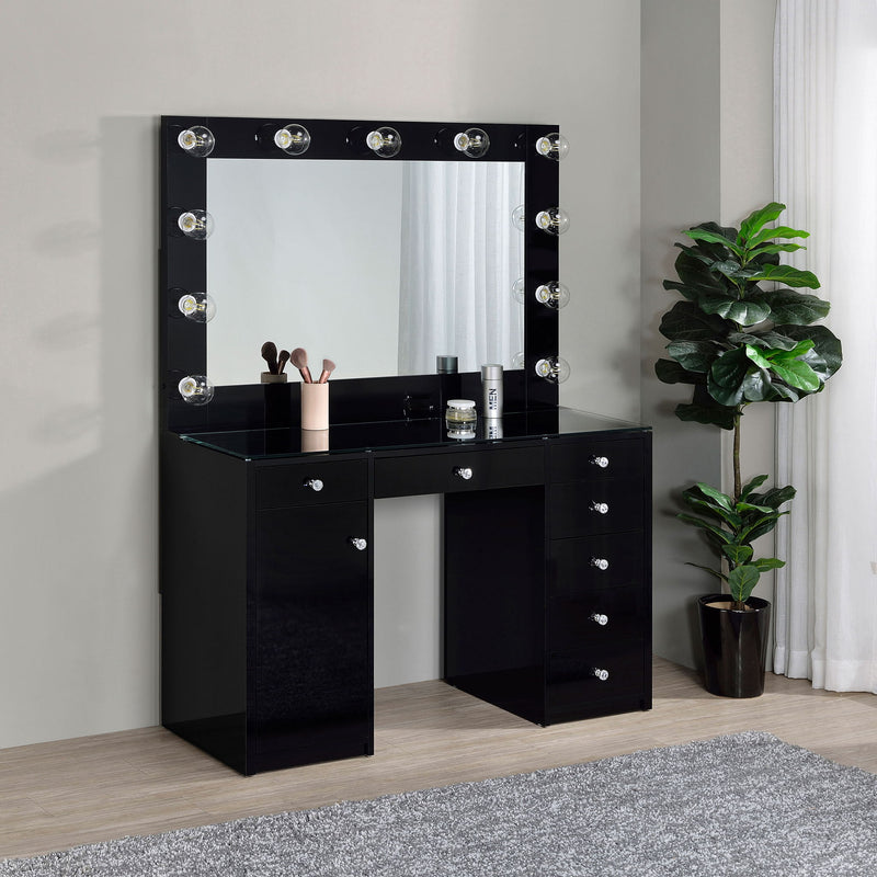 Fern - 7 Drawer Vanity Set With Mirror And Globe Lights