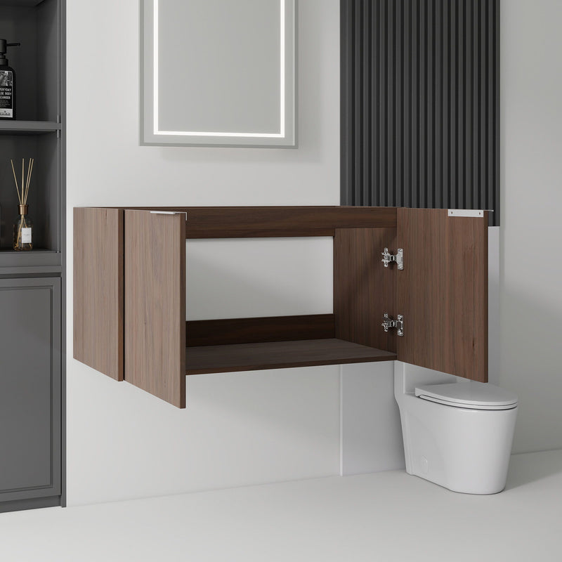 Floating Bathroom Vanity Cabinet With Soft Close Double Doors, Spacious Interior Storage, Wall Mounted, Cabinet Only
