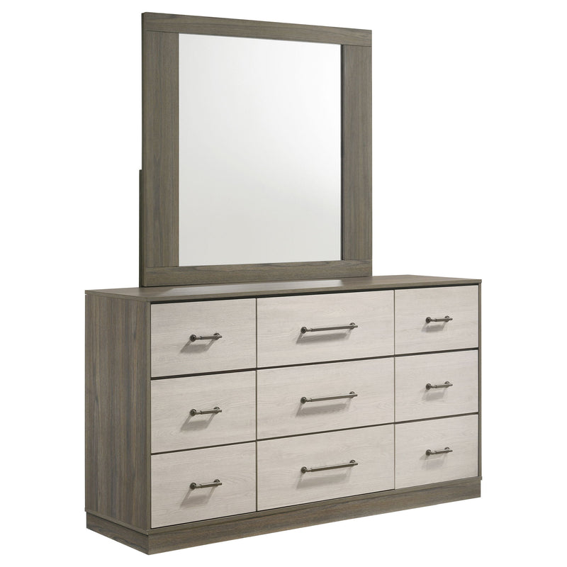 Edmondson - 9 Drawer Dresser With Mirror - Natural / Gray