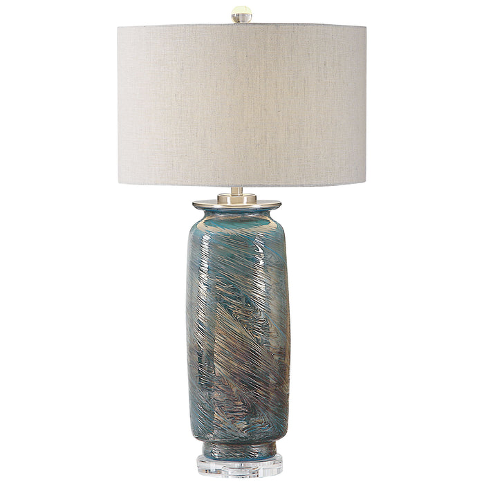 Olesya - Swirl Glass Table Lamp - Blue