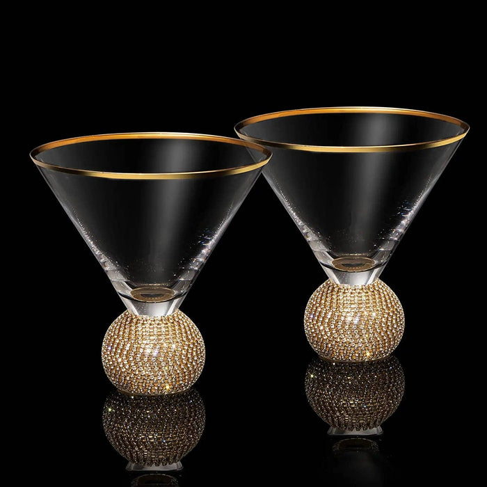 Diamond Rhinestone Martini Glasses | Set of 2