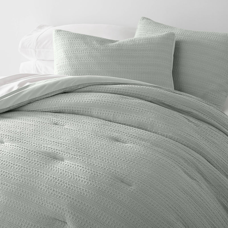 Waffle Textured 3 Piece Down Alternative Comforter Set