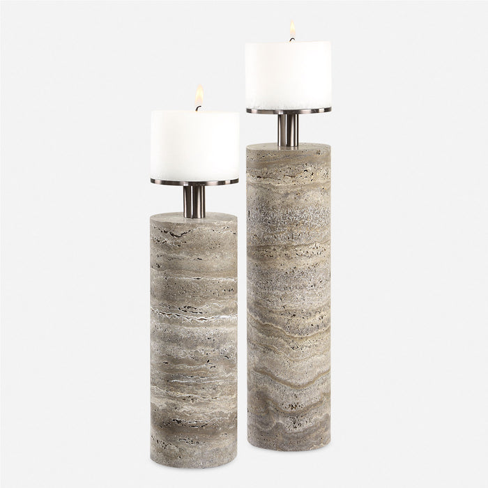 Shadowstone - Candleholders (Set of 2) - Gray