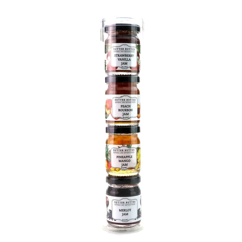 Gourmet Gift Tubes – 4 Mini Jars: Jam, Mustard, or Tapenade