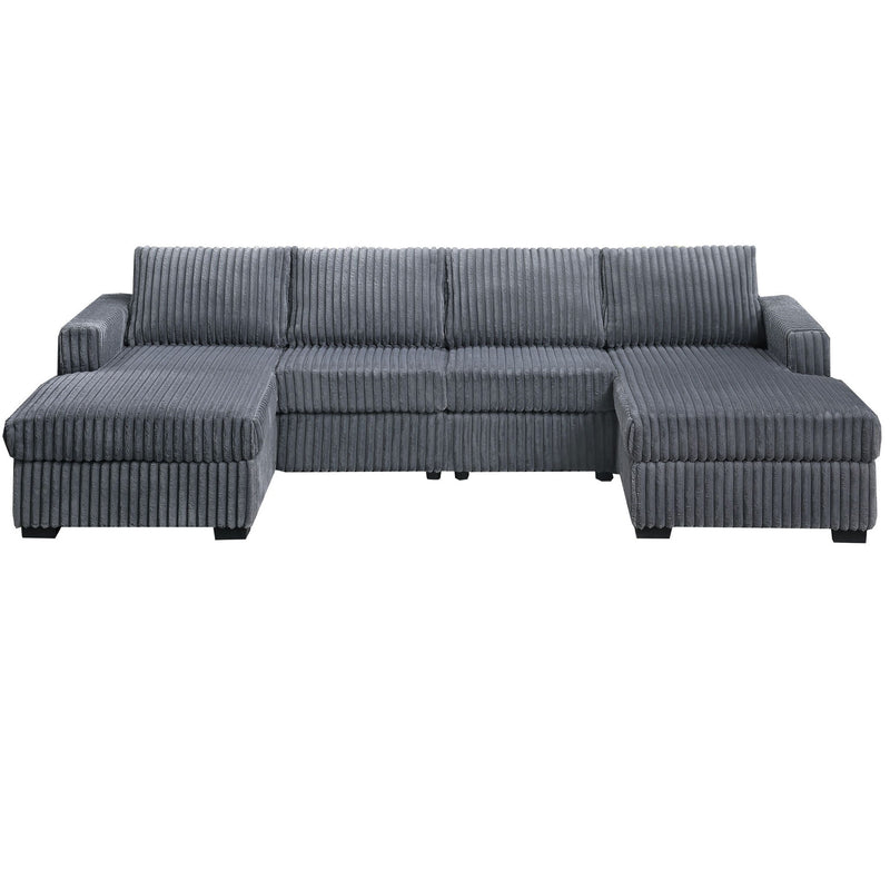 U-Shaped Sectional Set With Cushion Back Armless Chairs Right And Left Arm Chaise
