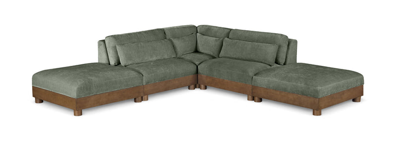 Turin - Chenille Fabric Upholstered Modular Sectional - Green