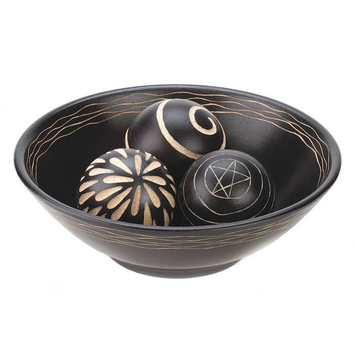 Artisan Deco Bowl and Decorative Spheres