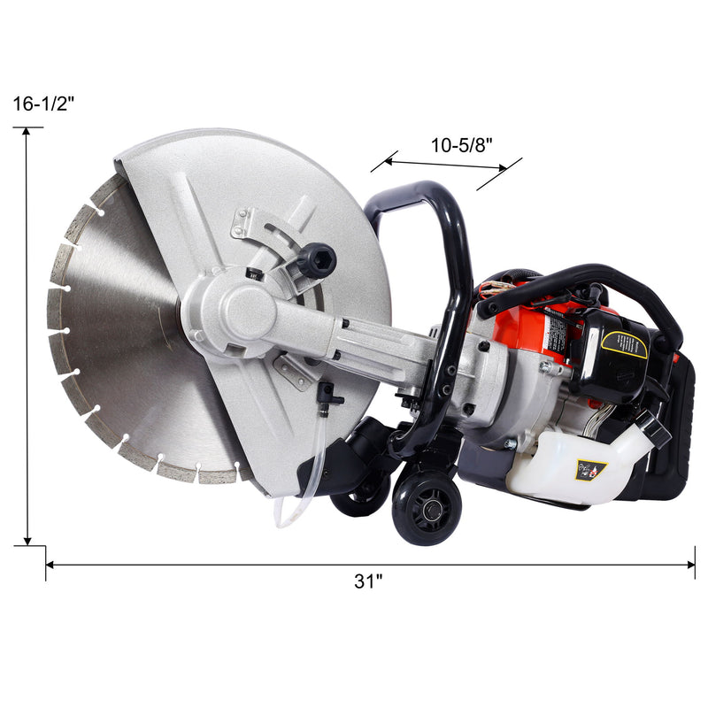 Industrial 52Cc 2 Stroke Gas Powered Concrete Cut Off Saw With Blade Steel - Red