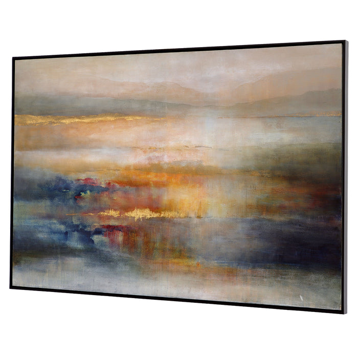 Seafaring Dusk - Hand Painted Abstract Art - Beige