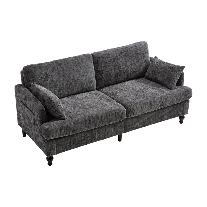 Chenille 2 Seater Sofa With LED Light, USB Charging Port, And Storage Bag