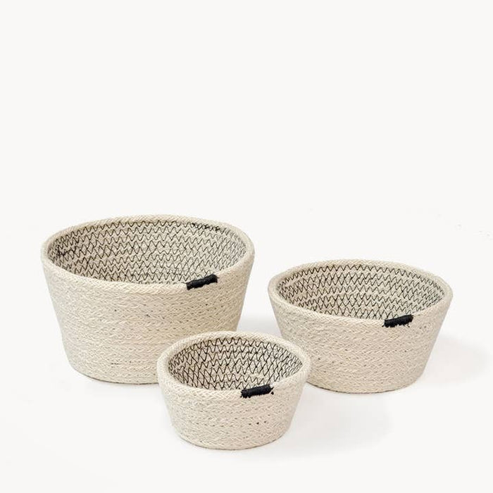 Handwoven Storage Basket | Amari Bowl | Black | Set of 3