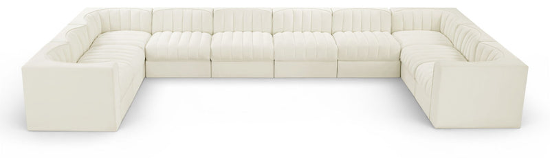 Rummi - Velvet Performance Fabric Upholstered 10 Piece Modular Sectional