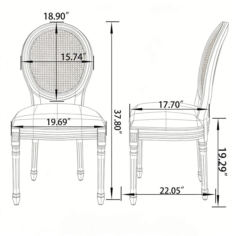 Dining Chairs, Upholstered With Round Back (Set of 2) - Beige