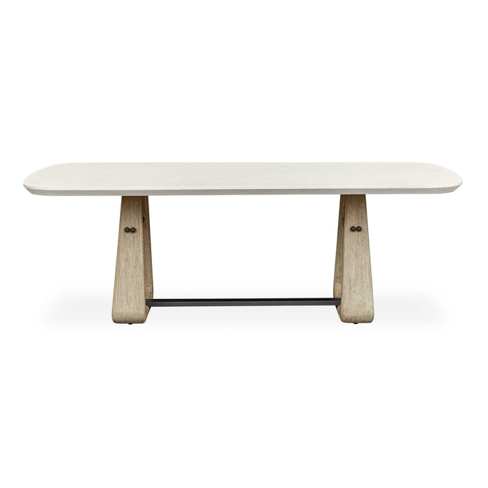 Circa - Concrete Outdoor Dining Table - White / Woodtone
