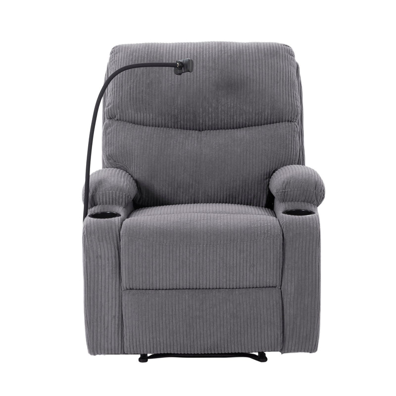 Adjustable Manual Recliner, Ergonomic Lounge Chair With Phone Holder And 2 Cup Holders