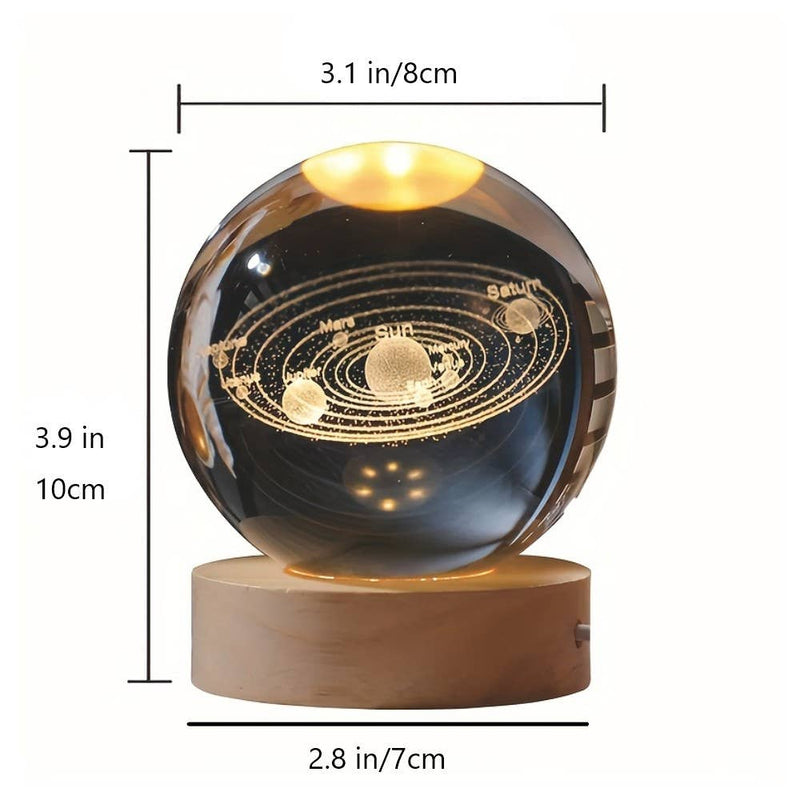 Crystal Glass 3D Solar System Nightlight Christmas Gift