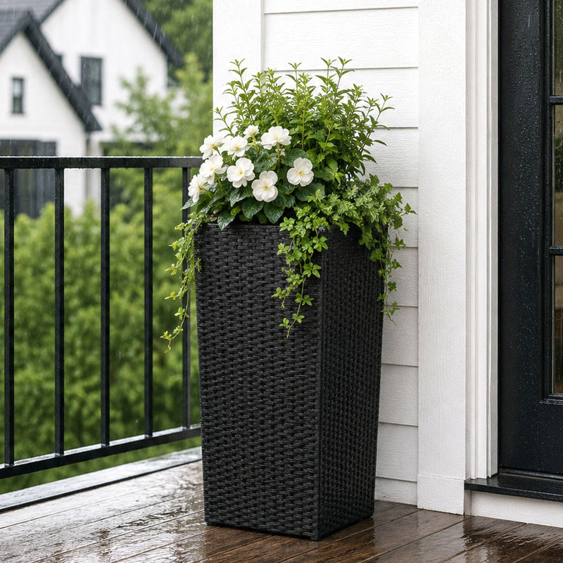Solhome - Square Planter Box For Patio - Black