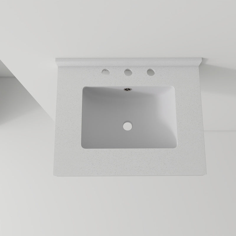 Basin Sink With 2" Thick Rim, Triple Faucet Holes, Sink Only