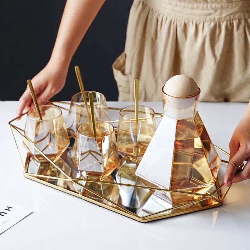 Polygon Glass Mirror Tray