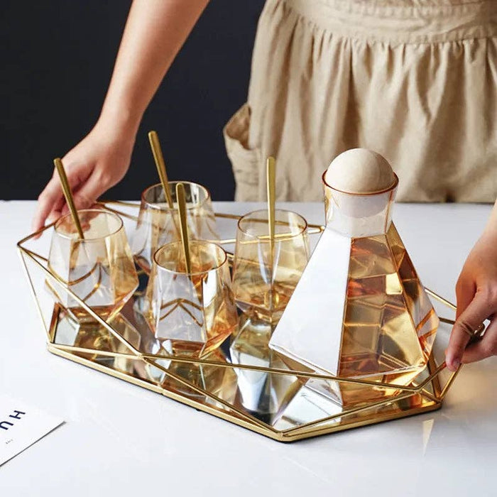 Polygon Glass Mirror Tray