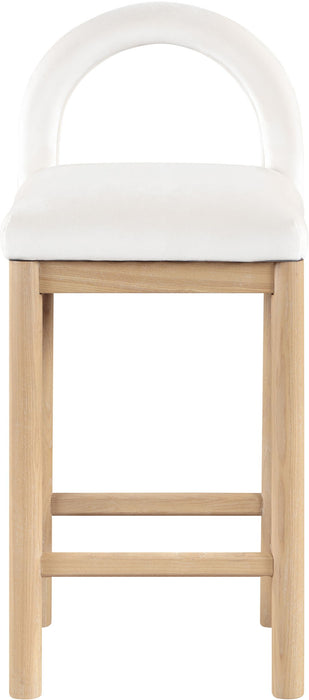 Conrad - Velvet Counter Stool With Natural Legs
