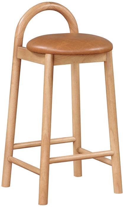 Calvin - Faux Leather Stool - Light Brown Legs