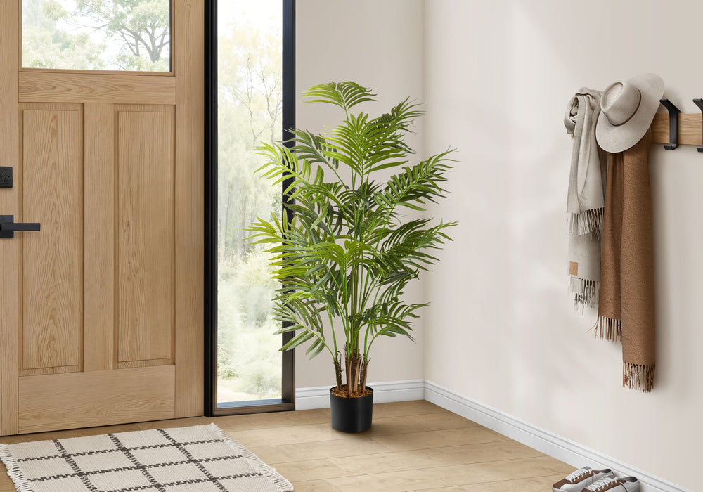 47" Tall, Artificial Plant, Areca Palm Tree, Indoor, Faux, Fake, Floor, Greenery, Potted, Real Touch, Decorative - Green / Black