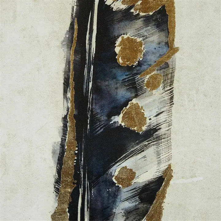 Gilded Black & Gold Feathers Wall Decor Canvas Art | Set of 2 | 16.75"Wx31.75"H Each