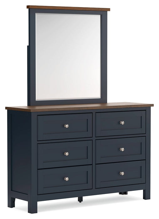 Landocken - Dresser and Mirror - Brown / Blue
