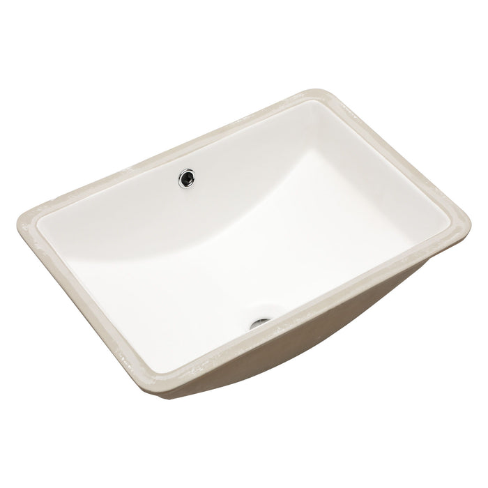European Style White Ceramic Rectangular Undermount Bathroom Sink With Overflow