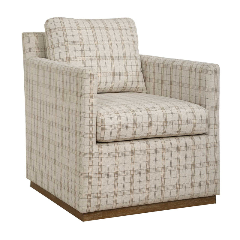 Basie - Casual Linen Swivel Chair - White