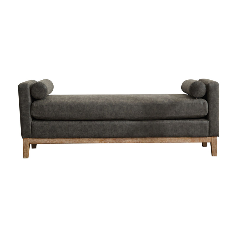 Upholstered End Of Bed Bench With Arms & 2 Bolsters For Bedroom