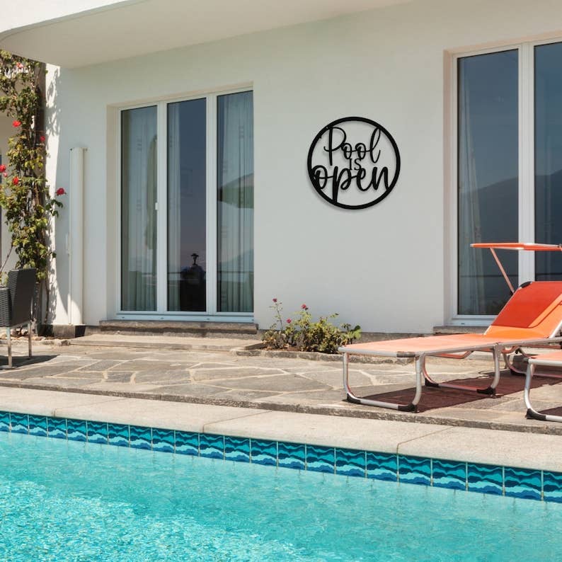 Pool Metal Sign, Poolside Sign, Backyard Metal Sign, Metal Sign for Outdoors, Porch Metal Sign, Pool Sign for Yards, Metal Pool Decor