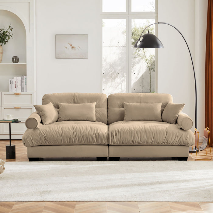 Modern Oversize Sofa With Cloud Like Comfort, Featuring Waist And Throw Pillows