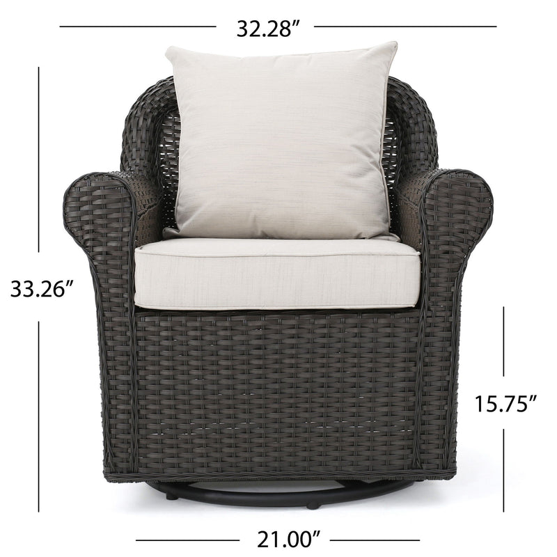 Amaya - Outdoor Swivel Rocker Chair With Water Resistant Cushions - Brown / Beige