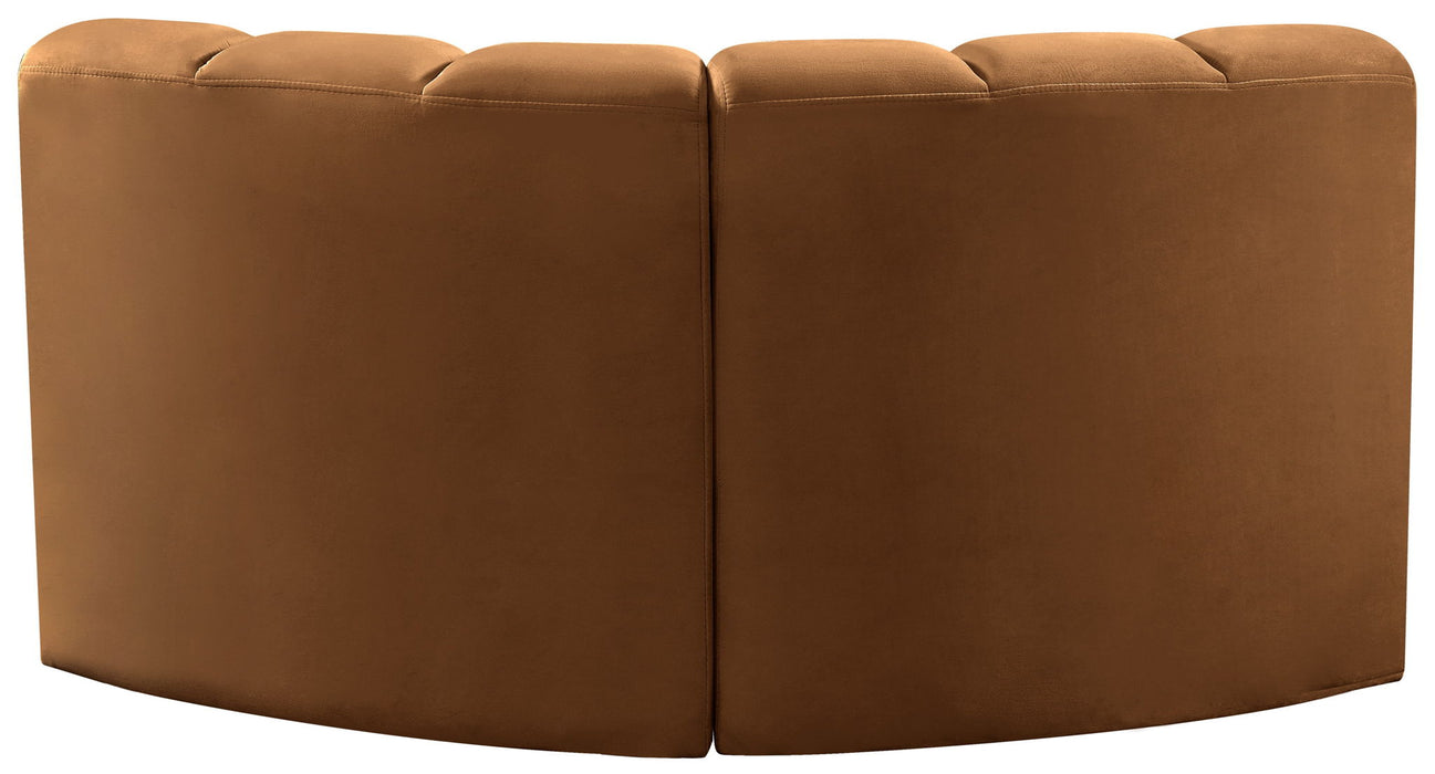 Arc - Velvet 2 Piece Modular Sofa - Saddle