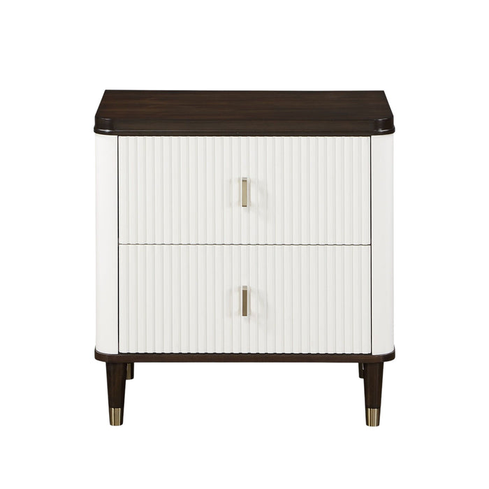 Carena - Night Stand With USB - White / Walnut